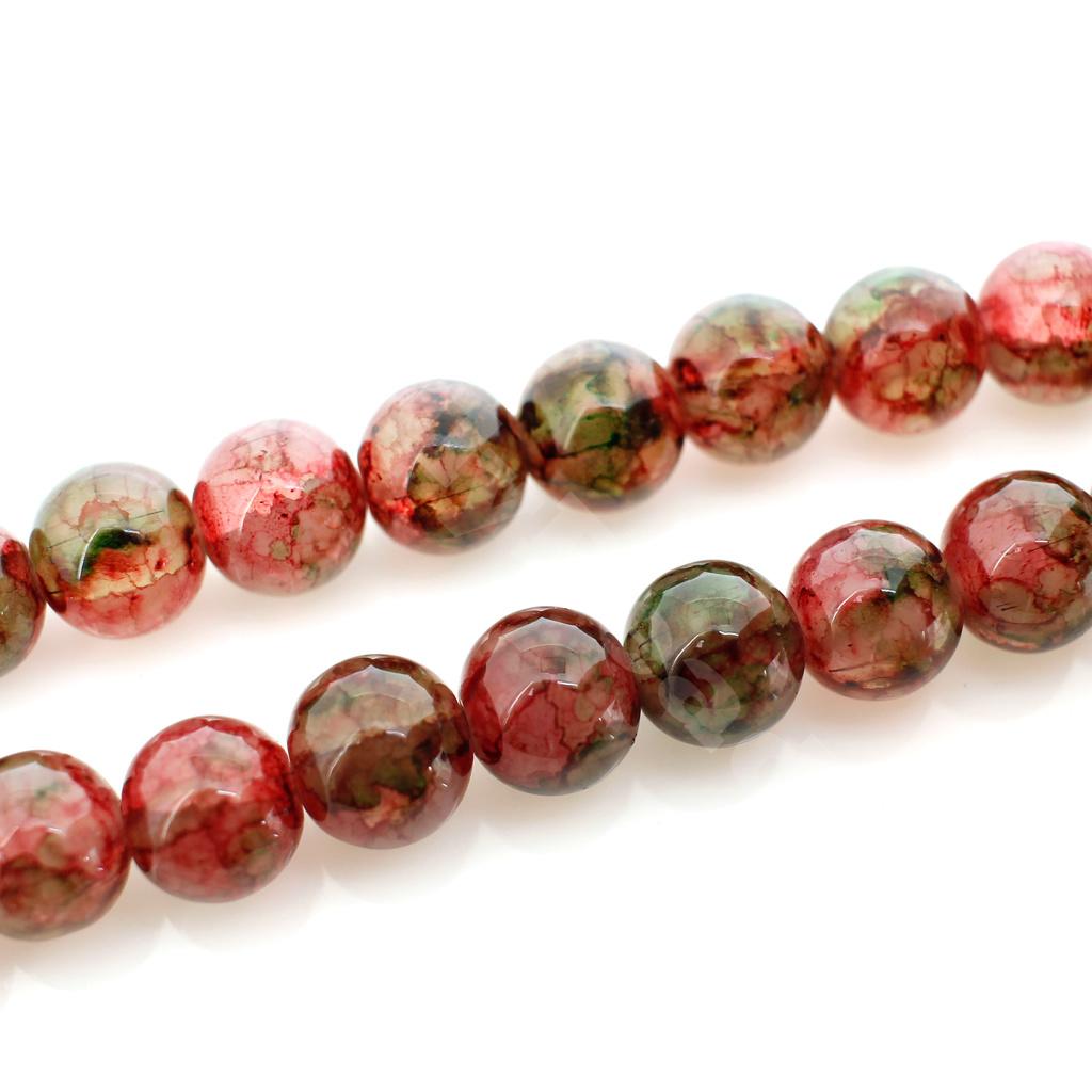Cracked Earth Glass Beads - 10mm Pink Green