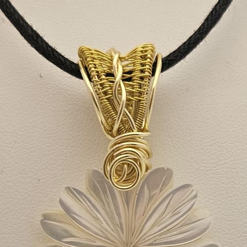 Bail Wire Pack for Shell Pendant Makes 2 gold jewelry making kit — DIY set with beads and instructions for creating handmade jewelry