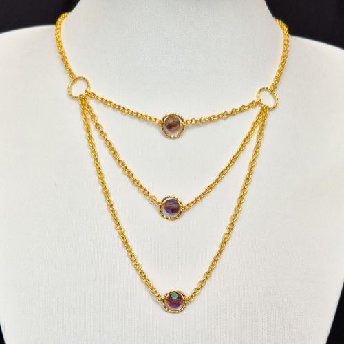 Tamara Crystal Link Necklace purple rainbow necklace making kit — DIY set with beads and instructions for creating handmade jewelry