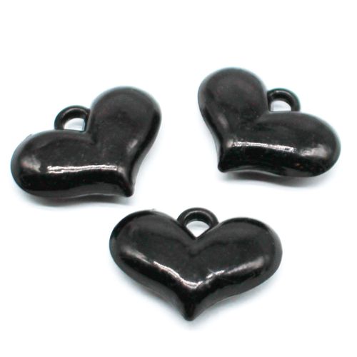 Acrylic Heart Charm 27mm Black 1pc for jewellery making