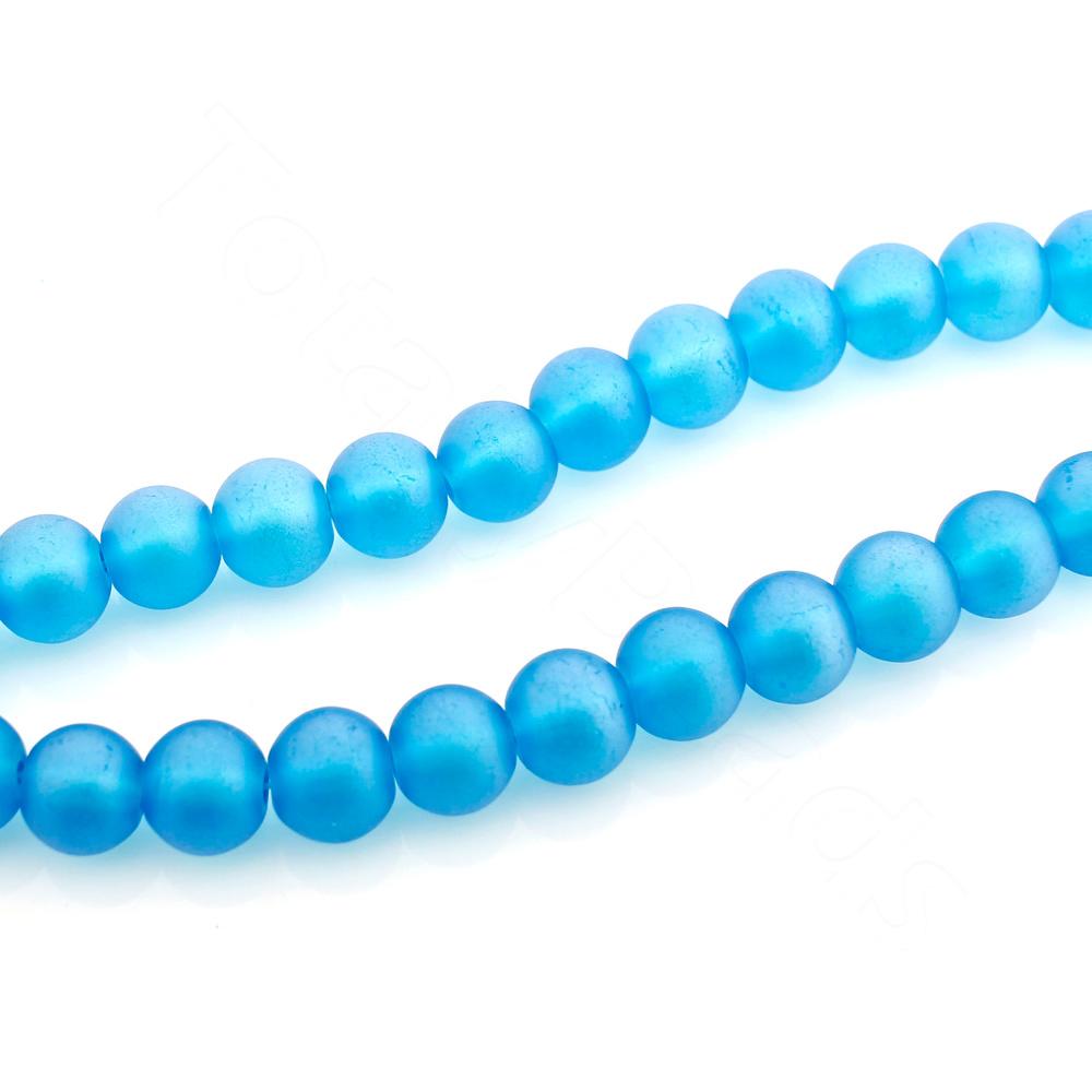 Glass Round Beads 8mm - Luster AB Turquoise 32" String