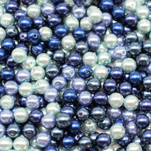 Glass Pearl Round Beads 6mm   Blue Mix 120pcs for jewellery making