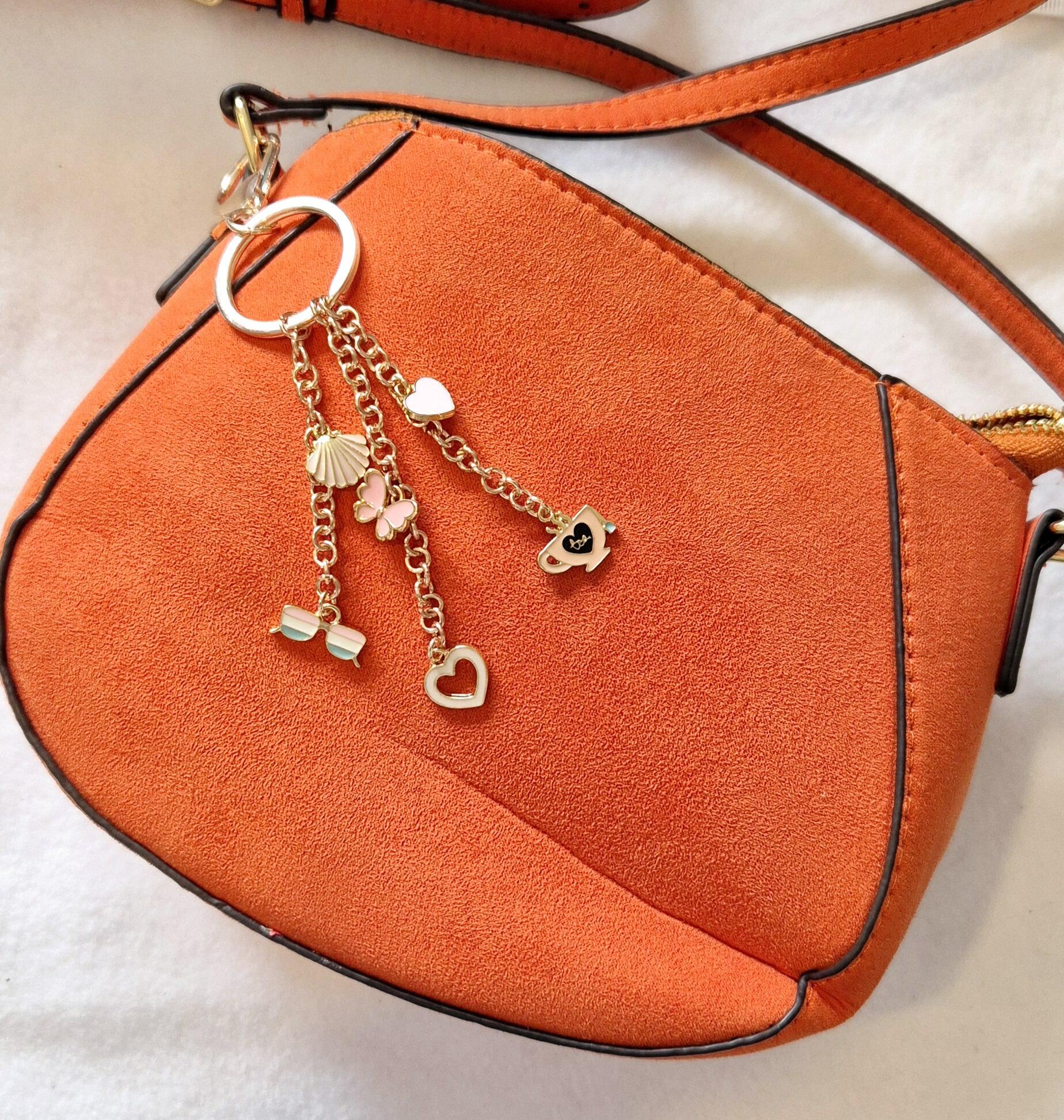 Colourful Bag Charm rose gold 1pc jewelry making kit — DIY set with beads and instructions for creating handmade jewelry