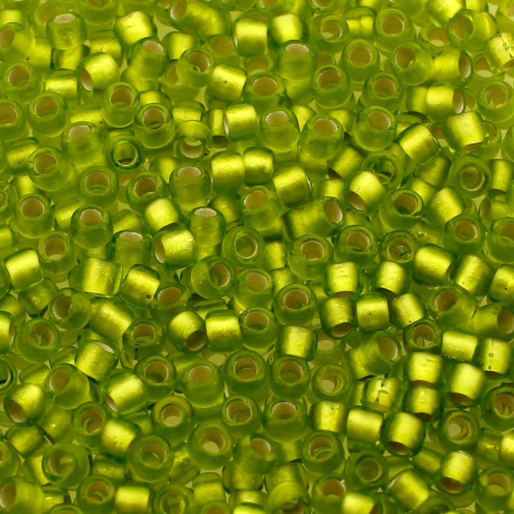 Toho Size 8 Seed Beads 10g -  Silver Frost Lime Green