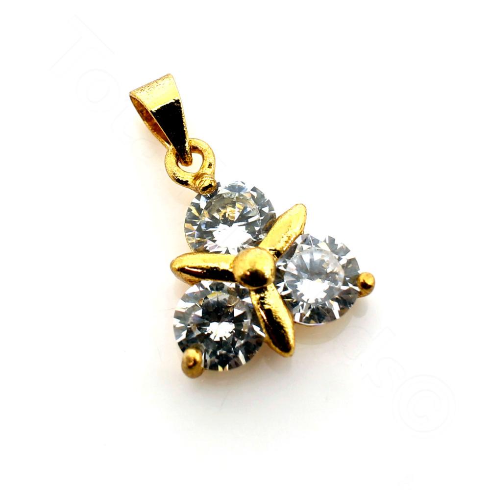 CZ Pendant Gold Plated Clover 13mm