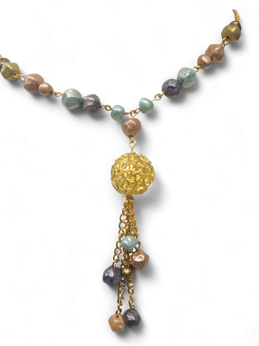 Tassel Pearl Necklace gold necklace making kit — DIY set with beads and instructions for creating handmade jewelry