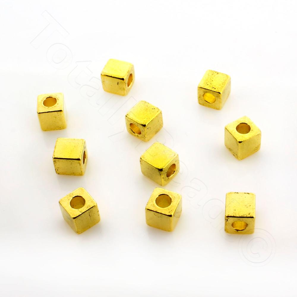 Spacer Beads - Gold Plated Cubes - 4mm 20 pcs