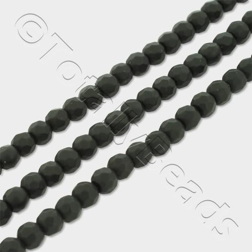 Synthetic Onyx Round Faceted Beads 4mm Matt 16" String