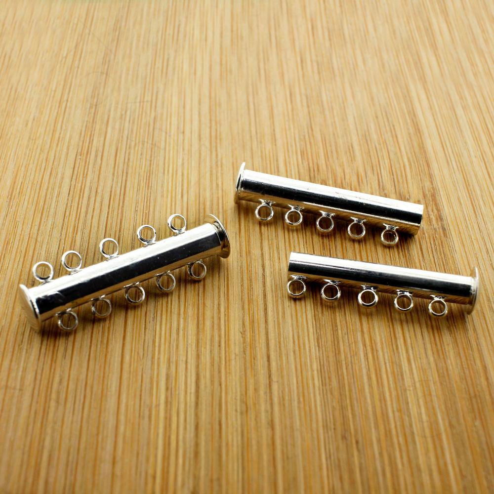 Magnetic Clasp 5 Loop Bar 30mm Silver Plated