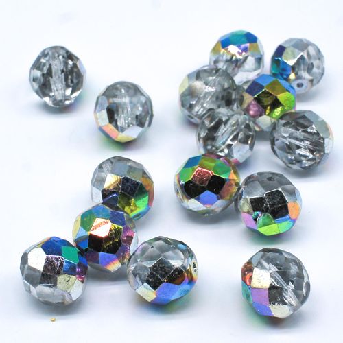 Czech Fire Polished 12mm Facet Beads   Crystal Vitral 15pcs for jewellery making