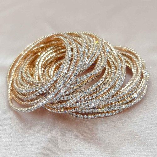 Crystal Bangle   Gold with Crystal 55mm for jewellery making