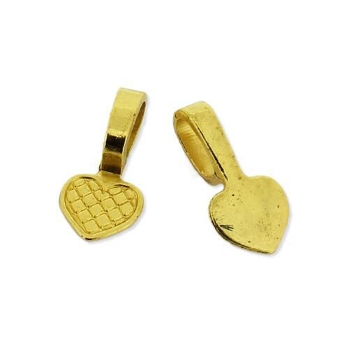 Gold Plated Bail   Large Heart 22 x 10mm 5 Pieces for jewellery making