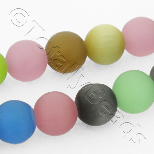 Cats Eye Bead - Round 10mm - Matt Finish Mixed
