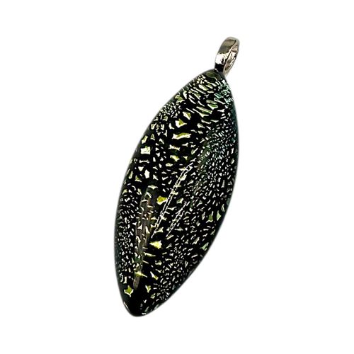 Dichroic Glass Pendant Eye 40mm   Lime Yellow for jewellery making