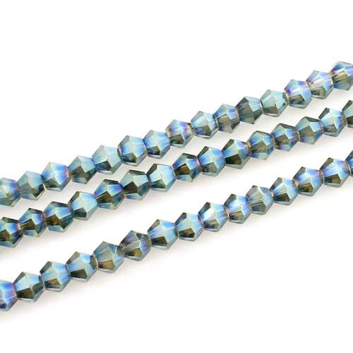 3mm crystal bicone beads electric green — faceted for jewelry making and beadwork