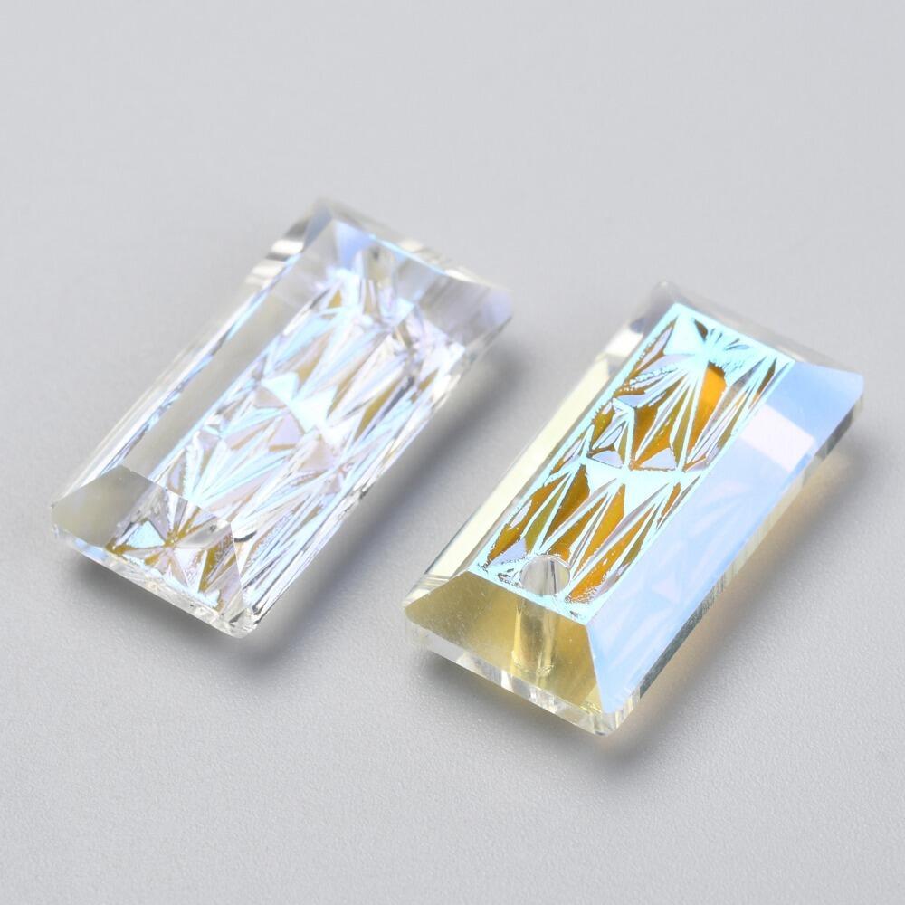 Crystal Rectangle Pendant 20mm   Crystal Shimmer for jewellery making
