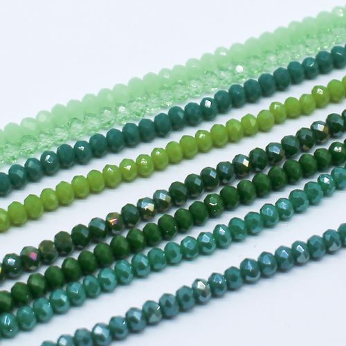 Crystal Rondelle Beads 2.5x3.5mm 8 String Mix   Greens for jewellery making