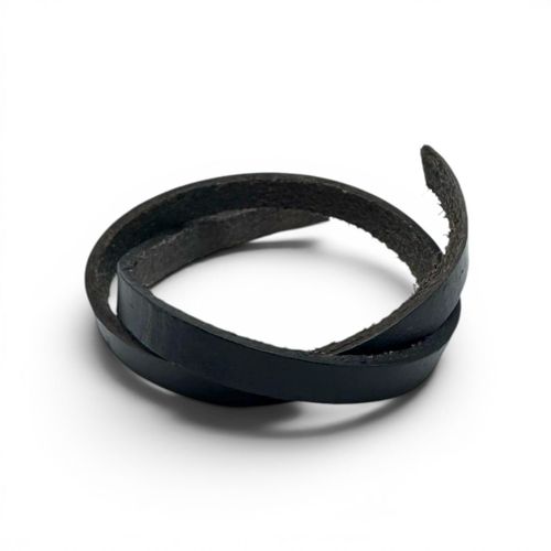 Leather Flat Cord 6x2mm   Black 1 Metres for jewellery making