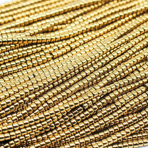 Glass Drum Beads 2mm 190pcs   Gold Plate for jewellery making
