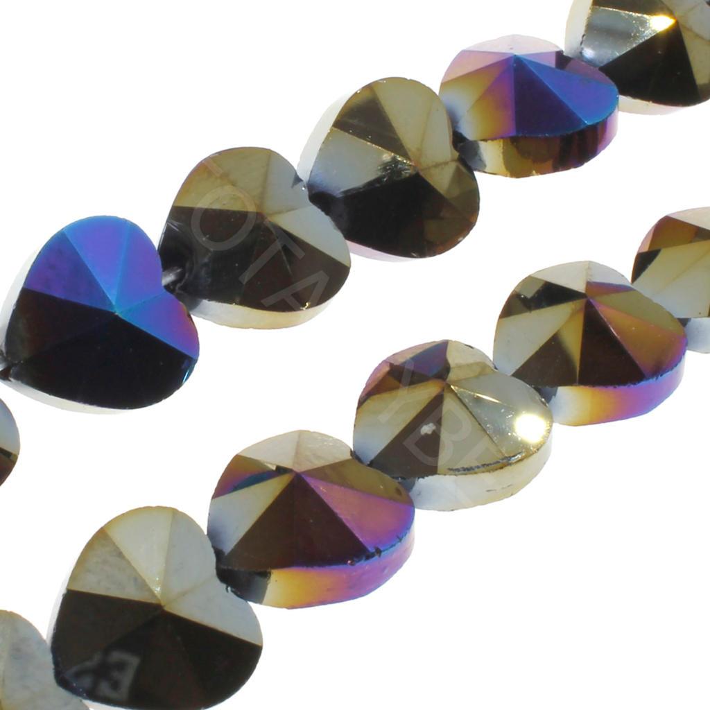 Crystal Heart Beads 10mm 25pcs - Rainbow Iris