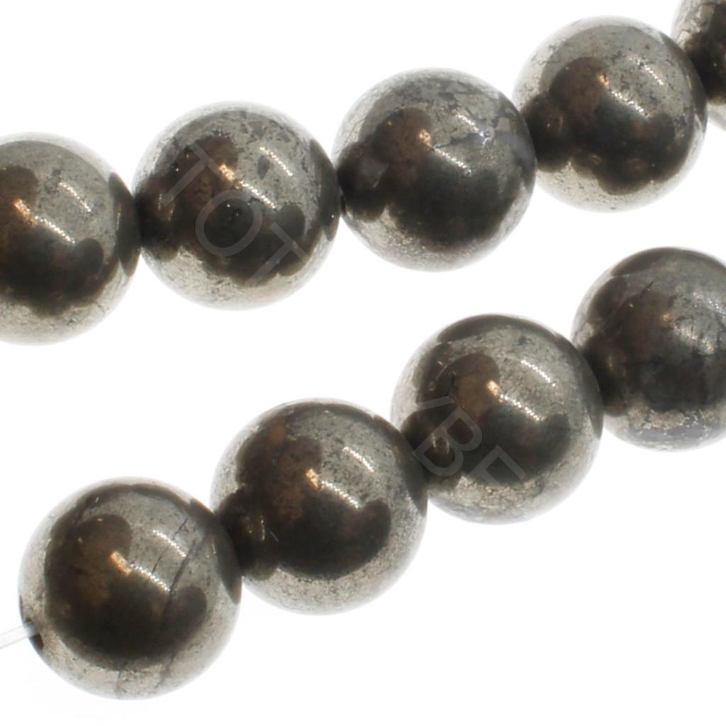 Pyrite Round Beads 10mm 16" String