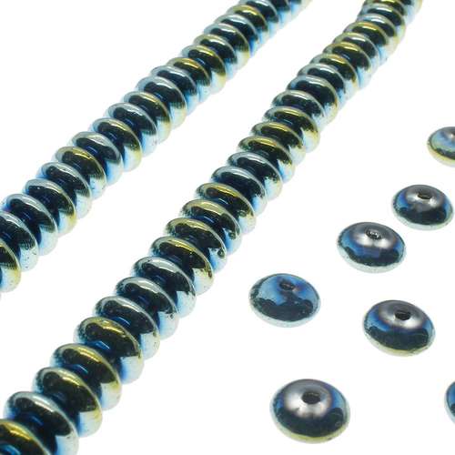 Glass Rondelle Beads 7mm - Green Plated 100pcs