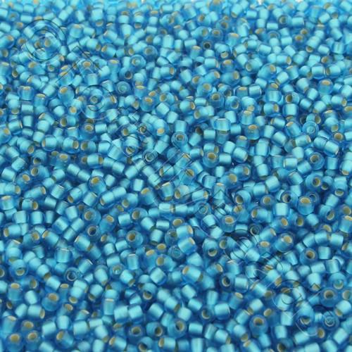 Toho Size 11 Seed Beads 10g - Silver Lined Frosted Dark Aquamarine