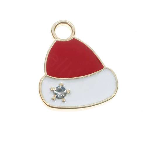 Enamel Christmas Gold Charm - Wooly Hat 2pcs