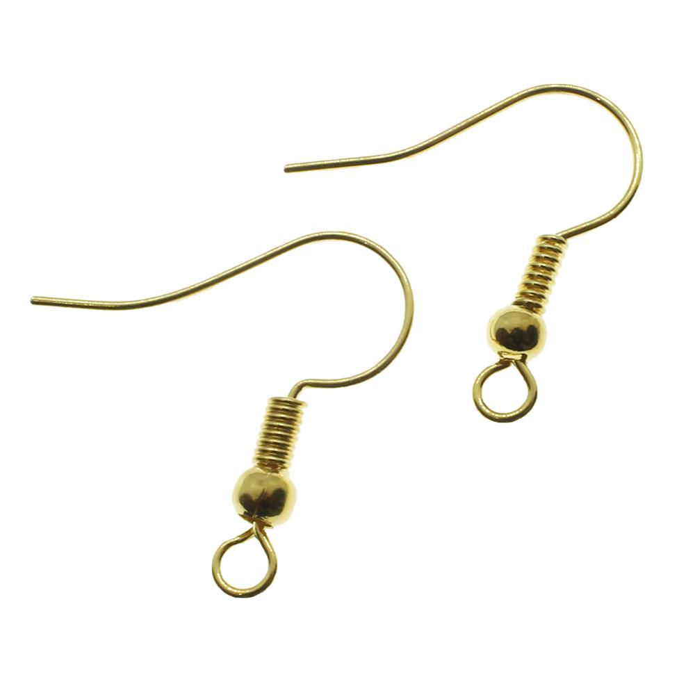 Ear Wire Coil Ball 19mm 20 Pair - Gold