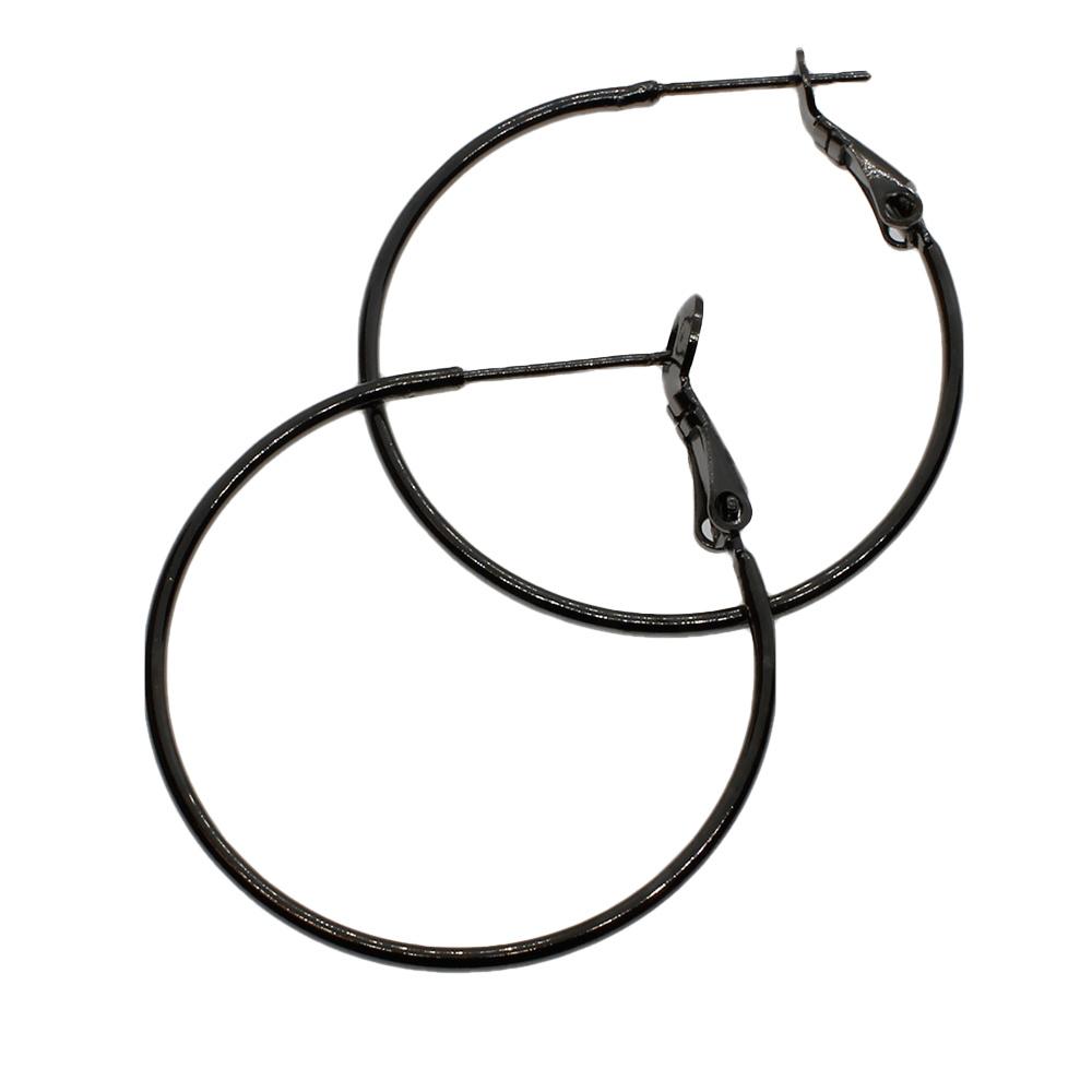 Hoop Earring 31mm 1 Pair - Black Plate