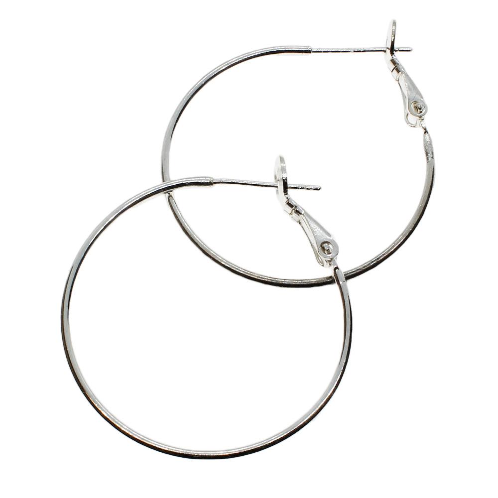 Hoop Earring 31mm 1 Pair - Silver Plate
