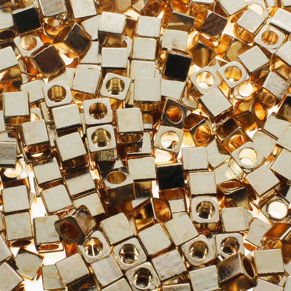 Spacer Bead Cubes 3mm 40pcs - Champagne Gold