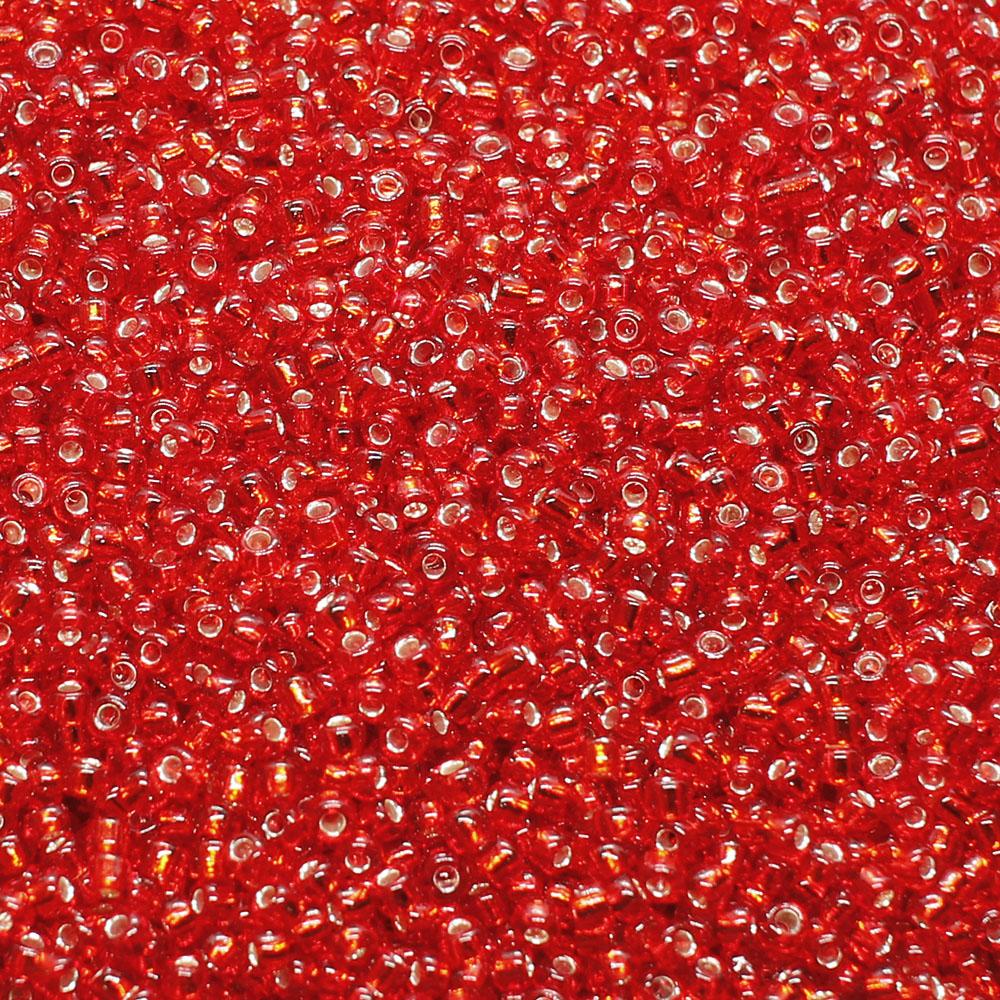 FGB Beads Silver Lined Fire Red Size 12 - 50g