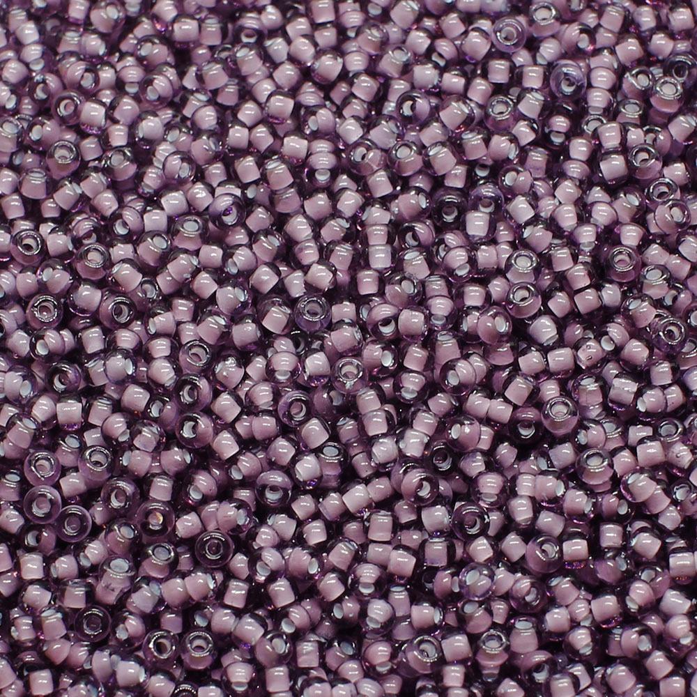 FGB Seed Beads Size 12 Two Tone Inside Colours Opal Purple - 50g