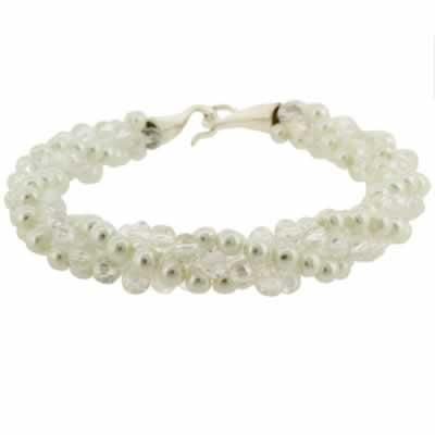 Kumihimo White Beaded Bracelet Kit bracelet making kit — DIY set with beads and instructions for creating handmade jewelry