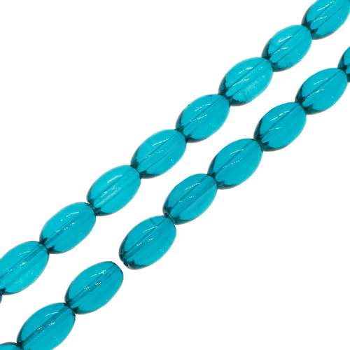 Glass oval beads 4x6mm 32" String - Trans. Turquoise