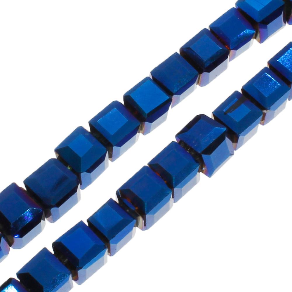 Crystal Faceted Cube 4mm  Blue Iris 16" inch