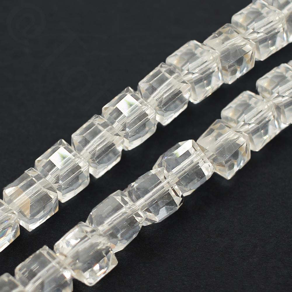 Crystal Faceted Cube 6mm  Crystal Clear