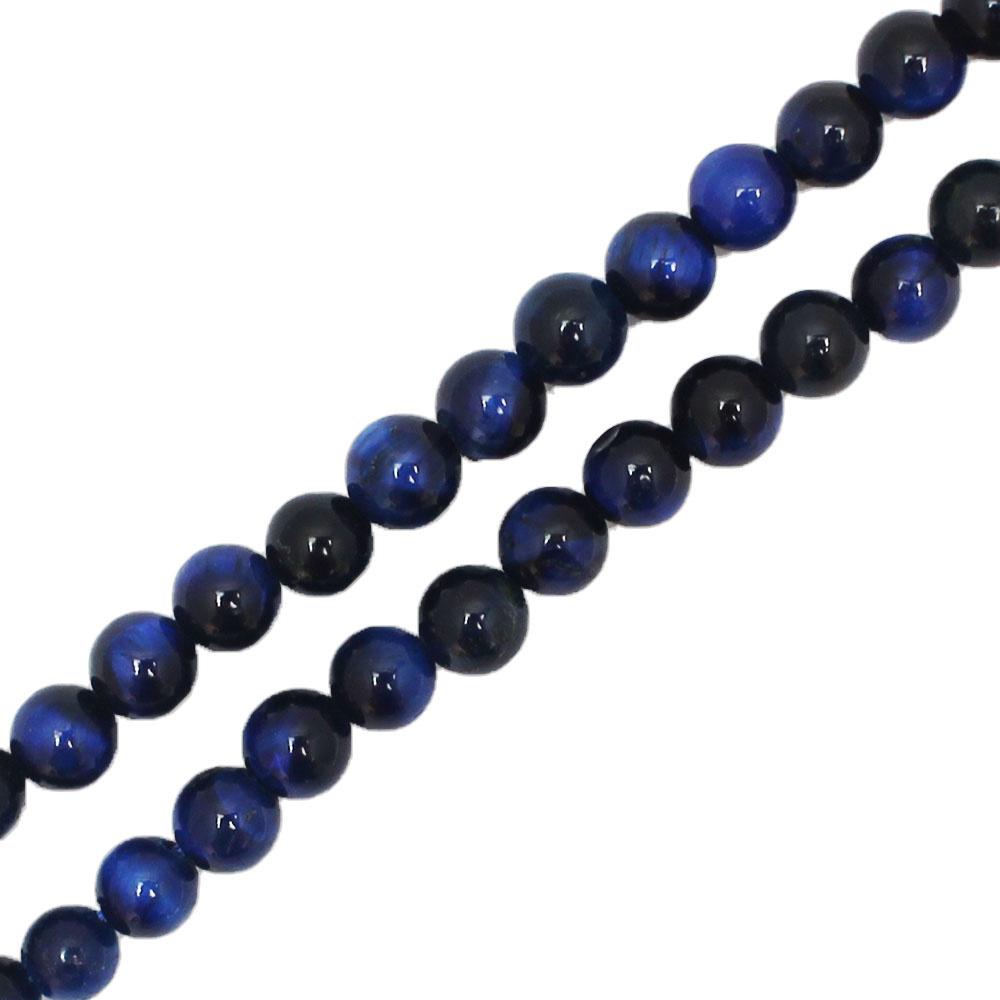 Midnight Blue Tiger Eye Round Beads - 6mm 15" inch