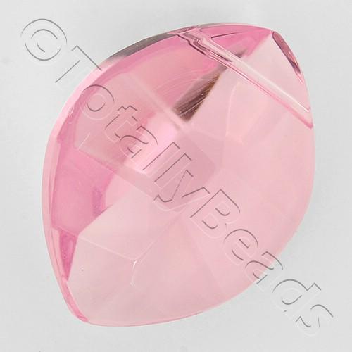 Glass Pendant Facet Leaf 24mm - Pink