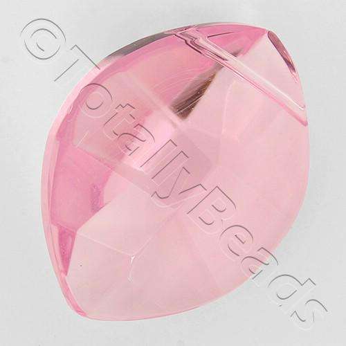 Glass Pendant Facet Leaf 24mm - Pink