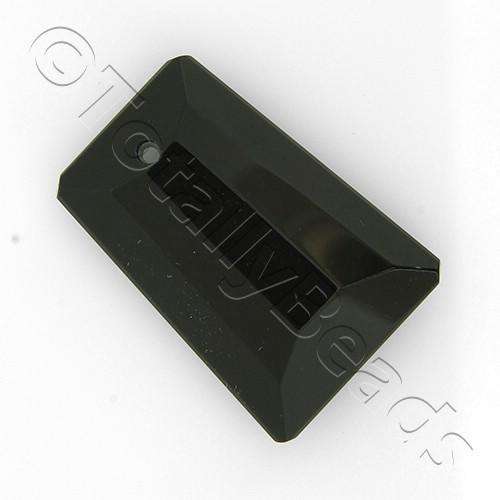 Glass Pendant Facet Rectangle Drop  20mm - Black