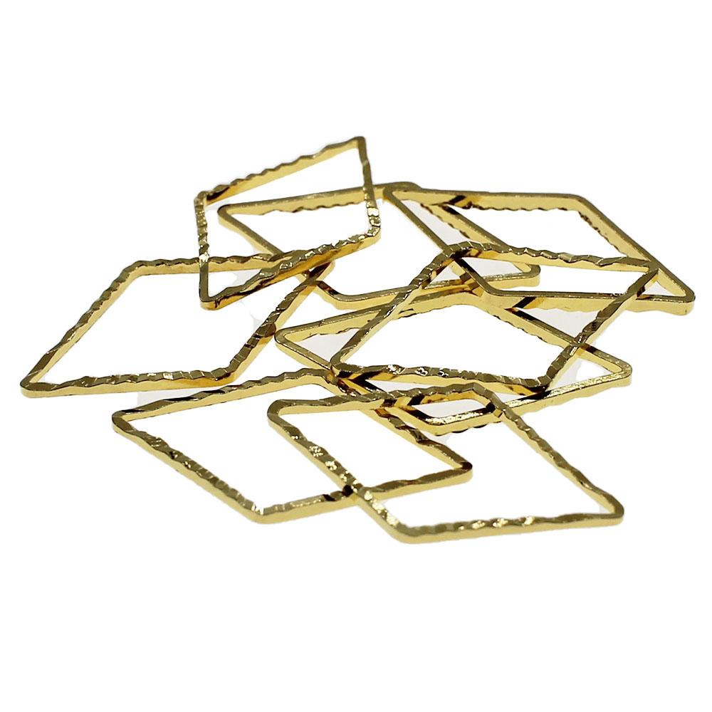 Geometric Diamond, Gold Plated Rings - 12 x 8mm - 6g
