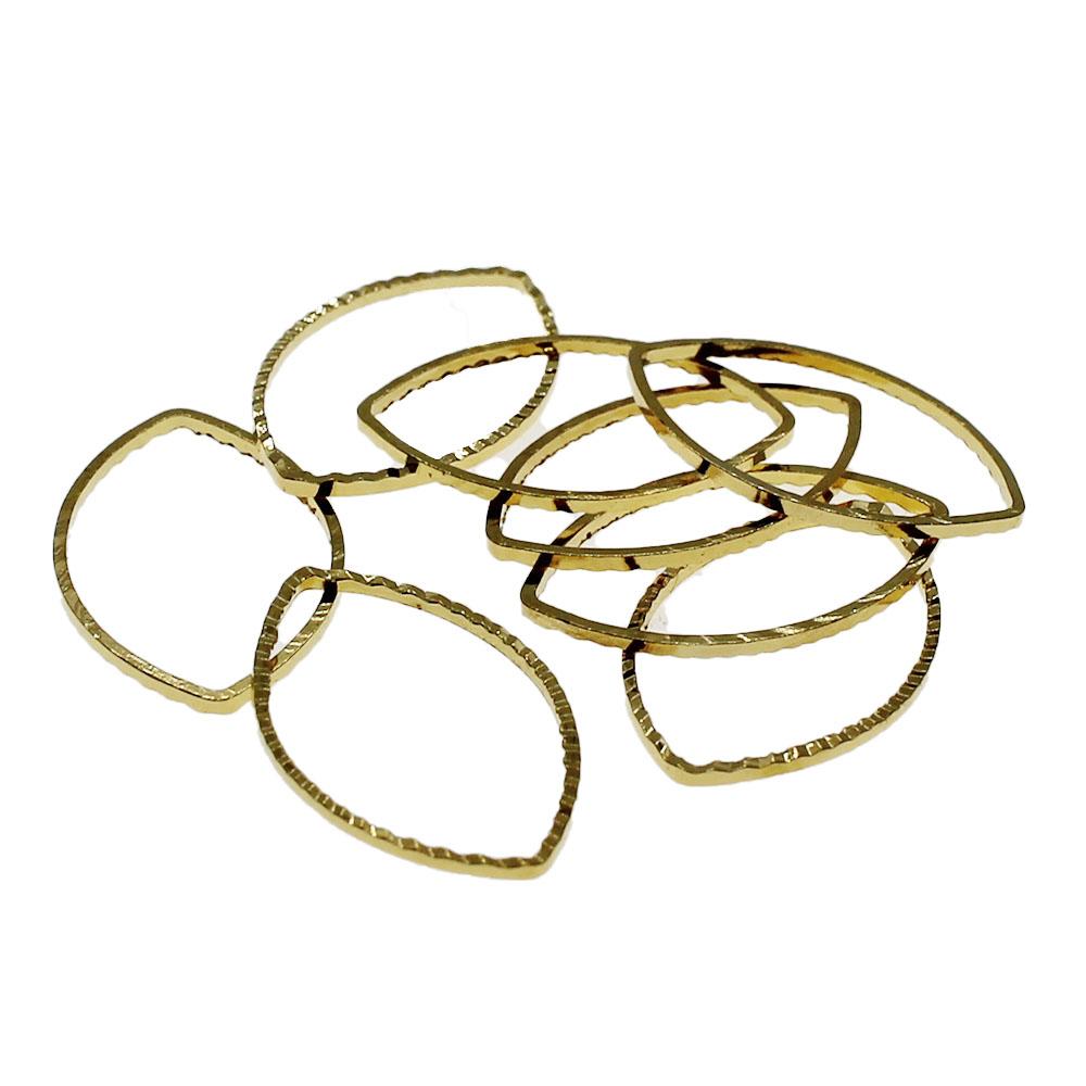Geometric Oval Gold Plated Rings - 12 x 13mm - 4g