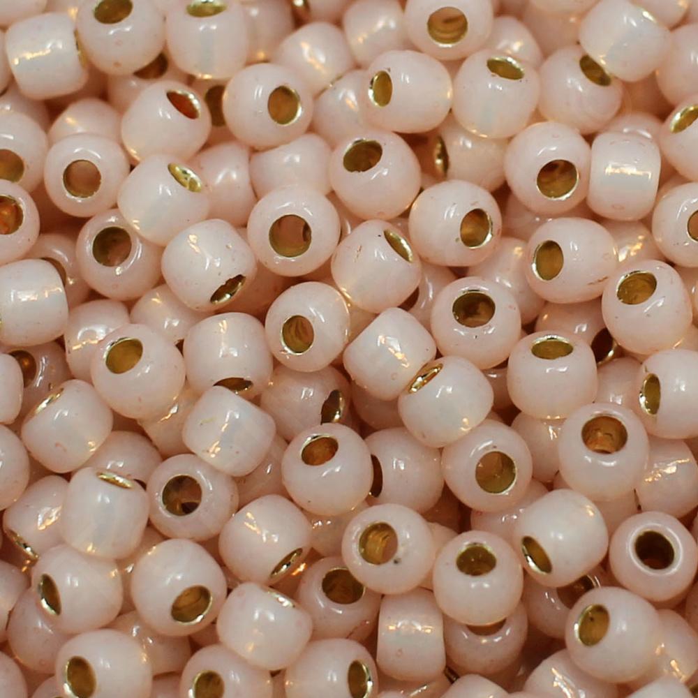 Toho Size 6 Seed Beads 10g - PF Silver Line Milky Peachy Pink