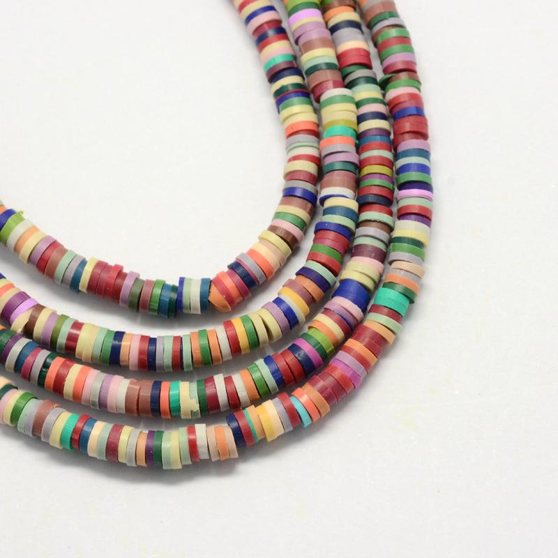Fimo Heishi Disc Beads 4mm - Rainbow 16" String