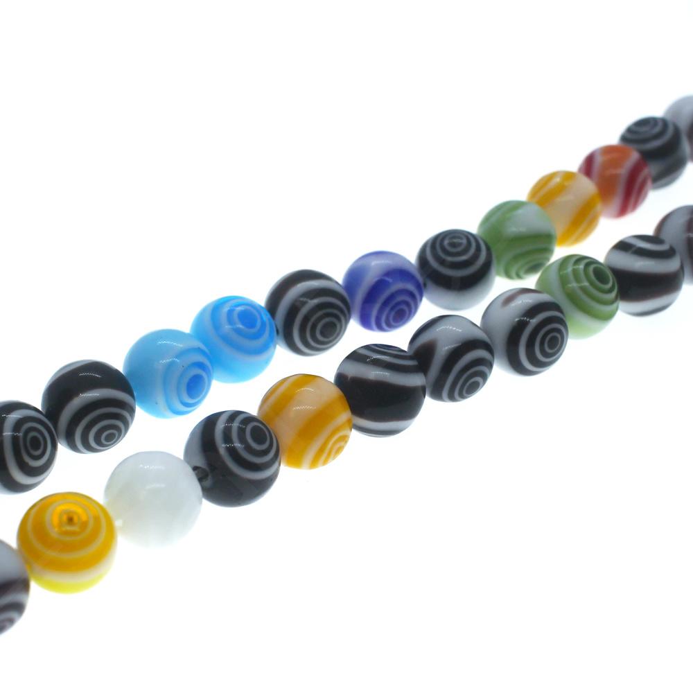 Millefiroi Swirl Pattern Round Beads 8mm - Mixed