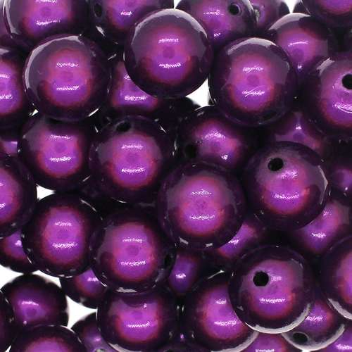 14mm Miracle acrylic round beads 14mm round dark purple 16pcs — pack of 16, reflective 3D-effect beads ideal for jewelry making, crafts,…