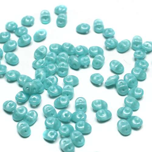 10g Czech glass Rulla beads milky seafoam — two-hole beads for jewelry making and bead weaving