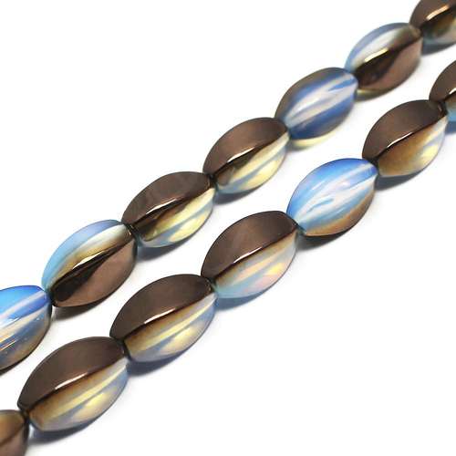 Half plated opal  - Twisted cuboid - Bronze plate - 19x9mm - GRADE B